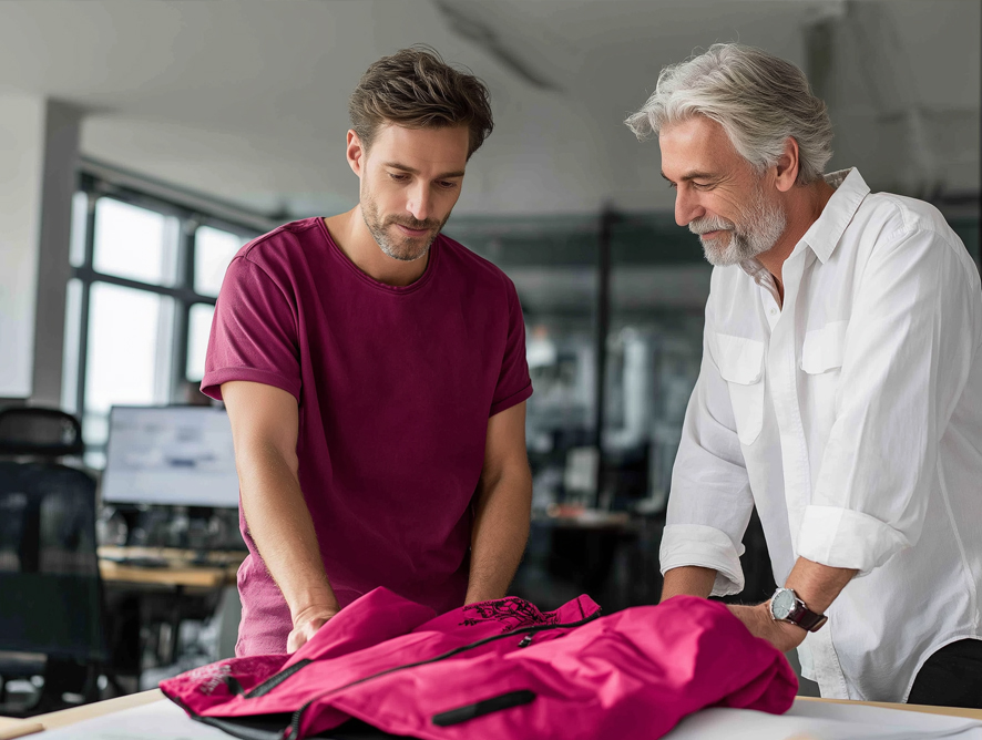 Persönliche Beratung und Anprobe von Workwear bei der TOP-Stickerei
