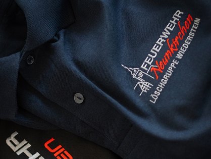 Bestickte Polos und bedruckte T-Shirts für die Feuerwehr Wiederstein (Löschgruppe Neunkirchen)